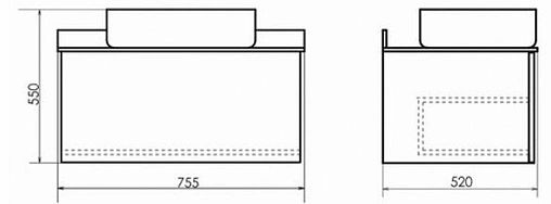 Тумба-умывальник подвесная Comforty Эдинбург 75 бетон светлый/чёрный 00004149066CF