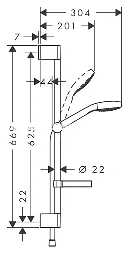 Душевая стойка Hansgrohe Croma Select S 110 Vario 3jet 65см хром/белый 26566400