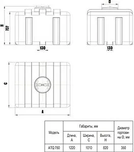 Бак для воды Aquatech ATQ 750 синий EMO(A)ATQ-00750B-S, 2