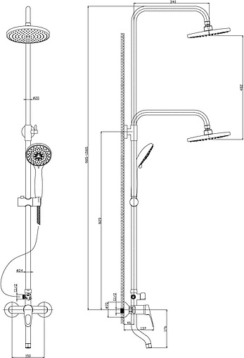 Душевая система со смесителем для ванны Rossinka хром B35-46