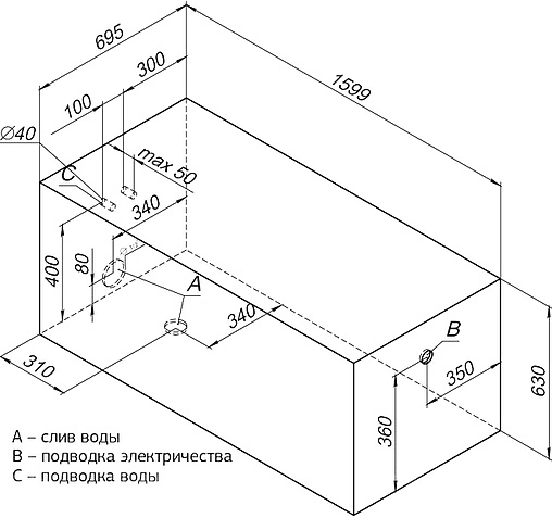 Ванна акриловая Aquanet Roma 160x70 00204027