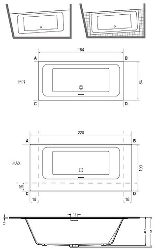 Ванна отдельностоящая из искусственного камня Riho Zamora 220x100 белый BS4700500000000