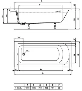 Ванна акриловая Ideal Standard Hotline 150х70 K865801 Ванна акриловая Ideal Standard Hotline 150х70 K865801, 2