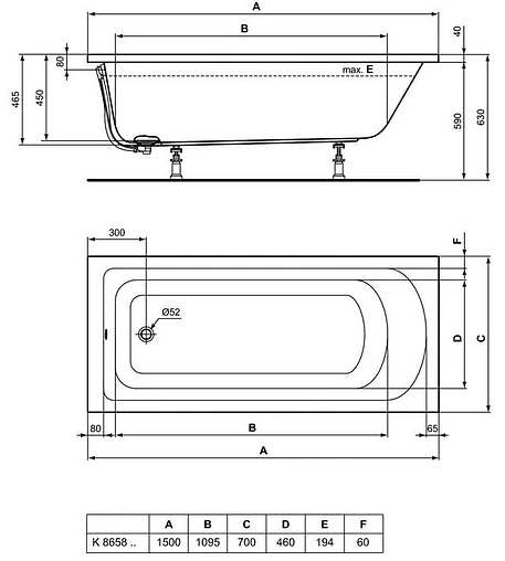 Ванна акриловая Ideal Standard Hotline 150х70 K865801 Ванна акриловая Ideal Standard Hotline 150х70 K865801