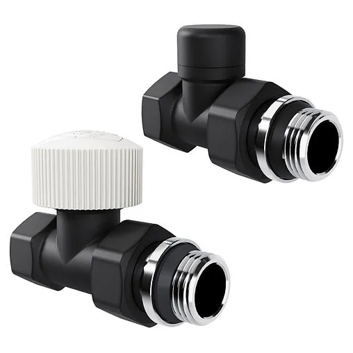 Комплект вентилей терморегулирующих прямых ½&quot; в/н Royal Thermo Design черный RATVDP11212BL