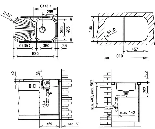 Мойка кухонная Teka Stylo 1B 1D нержавеющая сталь микротекстурированная 10107039