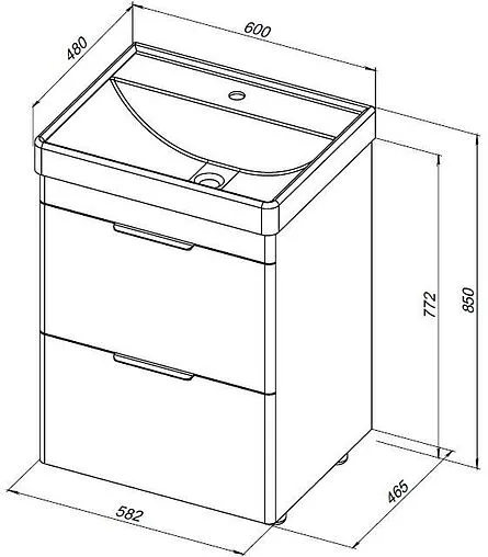 Тумба под умывальник напольная Aquanet Ирис new 60 белый глянец 00310152