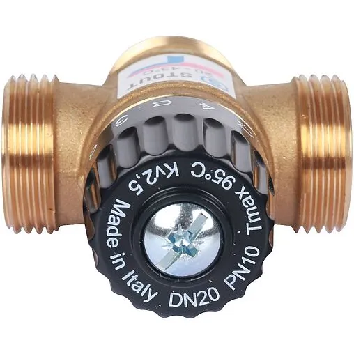 Трехходовой термостатический смесительный клапан 1&quot; +20...+43°С Kvs 2.5 Stout SVM-0120-254325