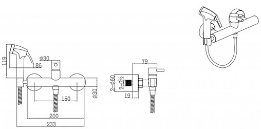 Гигиенический душ со смесителем Bravat чёрный матовый D9141BW-RUS
