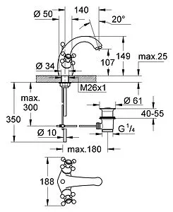 Смеситель для раковины Grohe Sinfonia хром 21012000, 2