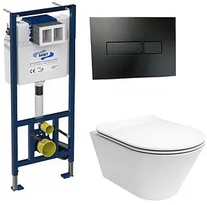 Комплект 5 в 1 Sanit М 603 90.506.56..0000+PLMR.wc.02+PLMR.seat.02/WHT с кнопкой 16.603.56 черный матовый Комплект 5 в 1 Sanit М 603 90.506.56..0000+PLMR.wc.02+PLMR.seat.02/WHT с кнопкой 16.603.56 черный матовый, 1