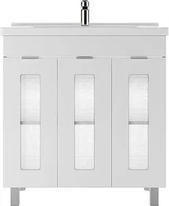 Тумба-умывальник напольная Айсберг Кристалл 80 белый DA1803T+1WH302251, 3