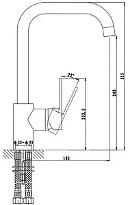 Смеситель для кухни Gross Aqua Moderna чёрный матовый/хром 3240278MB-7 Смеситель для кухни Gross Aqua Moderna чёрный матовый/хром 3240278MB-7, 2