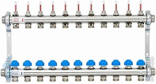 Группа коллекторная с расходомерами 11 отводов 1&quot;н/н x ¾&quot;ек WATTS 10070009