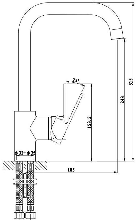 Смеситель для кухни Gross Aqua Moderna чёрный матовый/хром 3240278MB-7