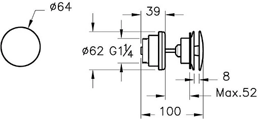 Выпуск без перекрытия для раковины без перелива VitrA Syphon хром A45148
