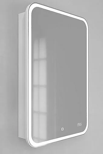 Шкаф-зеркало Jorno Bosko 50 R с подсветкой и часами белый Bos.03.50/W