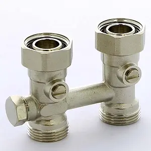 Узел нижнего подключения радиатора с байпасом прямой ¾&quot;ек x ¾&quot;ек Tiemme 3390007, 1