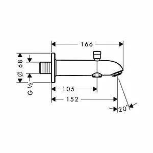 Излив для скрытого монтажа с переключателем Hansgrohe хром 13423000 Излив для скрытого монтажа с переключателем Hansgrohe хром 13423000, 2