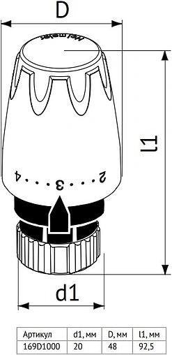 Головка термостатическая Uni-Fitt DX белый 169D1000