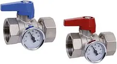 Комплект прямых шаровых кранов с накидной гайкой и термометрами 1&quot;в x 1&quot;нг Watts KHT 10007144