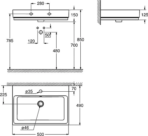 Раковина Grohe Cube Ceramic 50 белый 3947400H