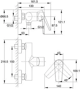 Смеситель для душа Cersanit Moduo хром 64099 Смеситель для душа Cersanit Moduo хром 64099, 2