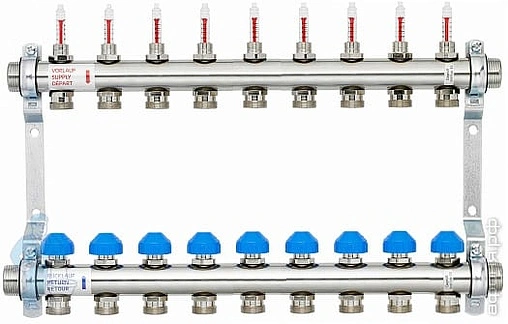 Группа коллекторная с расходомерами 9 отводов 1&quot;н/н x ¾&quot;ек WATTS 10070007