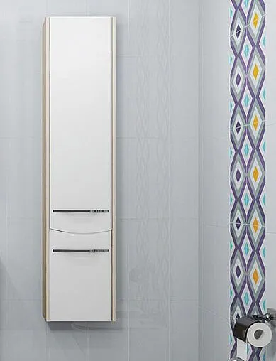 Шкаф-пенал подвесной Aquaton Инфинити 35 L белый/ясень коимбро 1A192303IFSCL