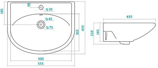 Раковина Santek Цезарь 60 белый 1WH110526