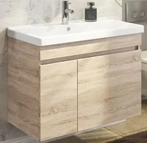 Тумба-умывальник подвесная Comforty Тромсе 80 дуб сонома 00004142219CF Тумба-умывальник подвесная Comforty Тромсе 80 дуб сонома 00004142219CF, 1