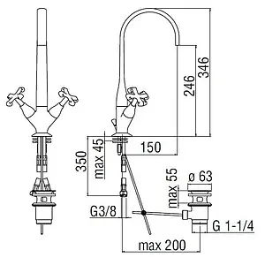 Смеситель для раковины Nobili Carlos Primero бронза CP218/1T3BR Смеситель для раковины Nobili Carlos Primero бронза CP218/1T3BR, 2