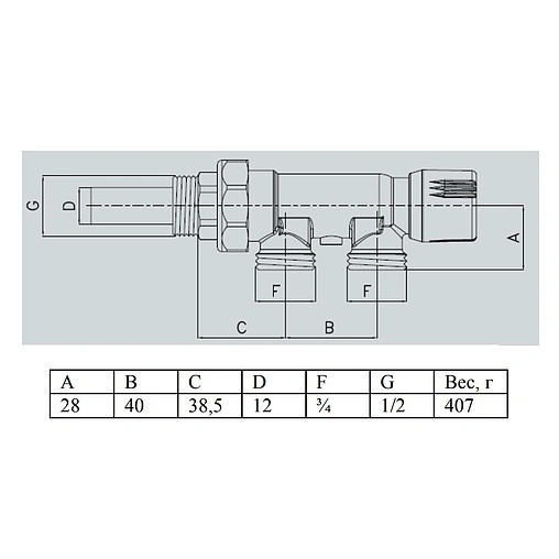 Инжекторный узел для подключения радиатора ¾&quot;ек x ½&quot;н / зонд Valtec VT.025.N.E04100