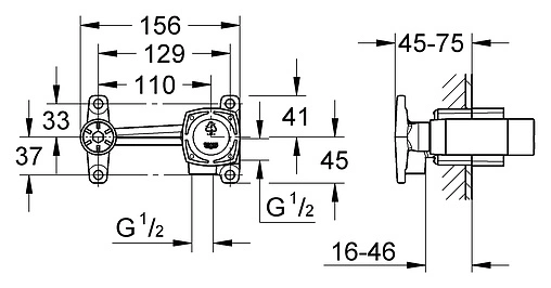 Скрытая часть смесителя для ванны Grohe Grandera 23319000