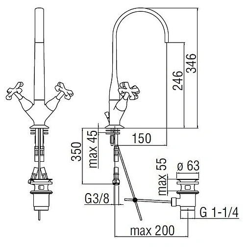 Смеситель для раковины Nobili Carlos Primero бронза CP218/1T3BR