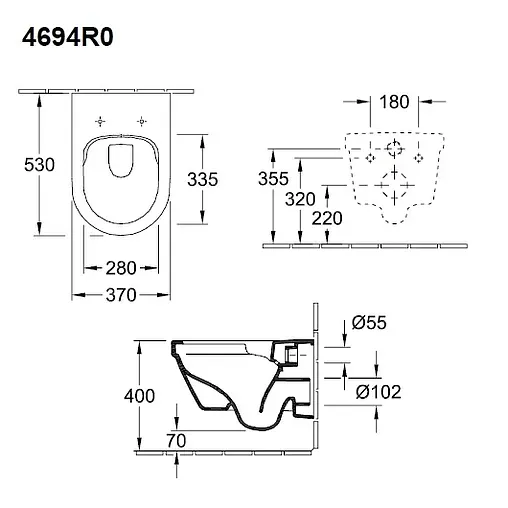 Унитаз подвесной безободковый Villeroy&amp;Boch Architectura белый 4694HR01