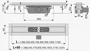 Лоток душевой 300мм h=95мм 1.15л/сек AlcaPlast APZ6-300 Professional Лоток душевой 300мм h=95мм 1.15л/сек AlcaPlast APZ6-300 Professional, 2