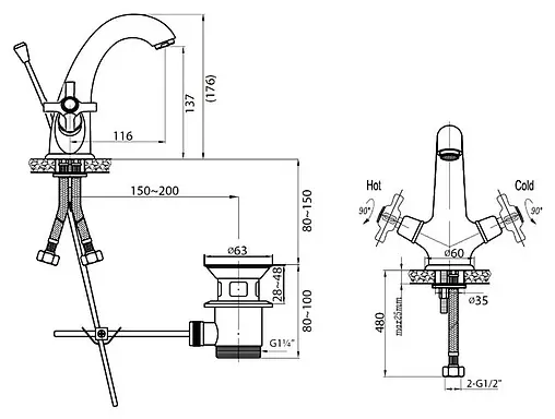 Смеситель для раковины Cezares Lord бронза LORD-LS1-02