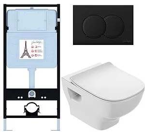 Комплект 6 в 1 Jacob Delafon Struktura 54 EDE103-BL с кнопкой E36496-BL черный матовый Комплект 6 в 1 Jacob Delafon Struktura 54 EDE103-BL с кнопкой E36496-BL черный матовый, 1