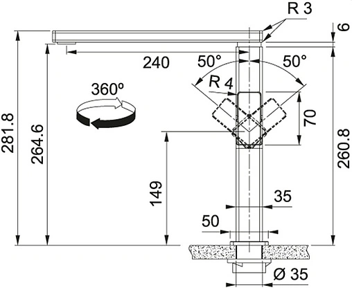 Смеситель для кухни Franke Centinox нержавеющая сталь 115.0547.854