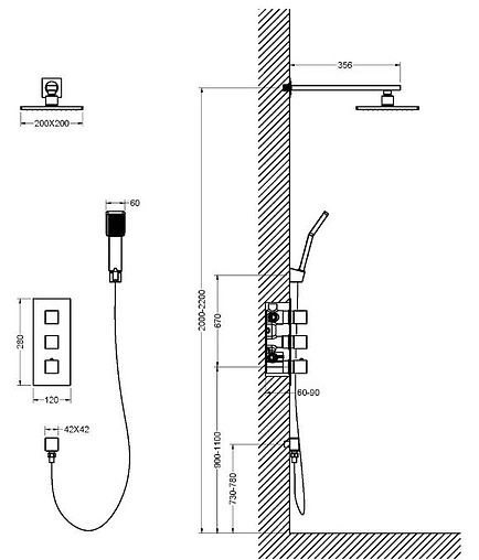 Душевая система с термостатом для душа Timo Tetra-thermo золото матовое SX-0179/17SM