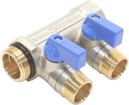 Коллектор запорный проходной 3 отвода синий ¾&quot;в/н x ½&quot;н General Fittings 6200R6N0504B3A
