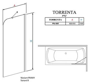 Шторка на ванну 800мм прозрачное стекло Radaway Torrenta PNJ PNJ 80 L 201101-101NL Шторка на ванну 800мм прозрачное стекло Radaway Torrenta PNJ PNJ 80 L 201101-101NL, 2