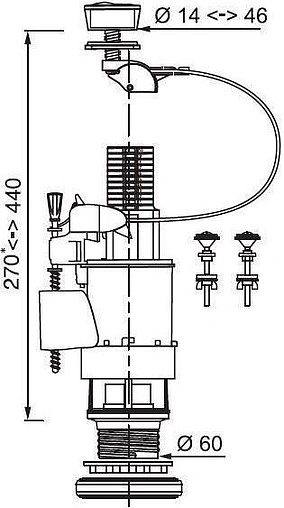 Механизм смыва для бачка двухрежимный Wirquin MW2 10717561