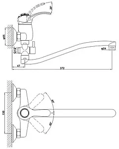 Смеситель для ванны с длинным изливом Gross Aqua Arabic хром 7518516C-35S Смеситель для ванны с длинным изливом Gross Aqua Arabic хром 7518516C-35S, 2