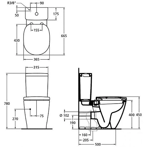 Чаша унитаза Ideal Standard Connect AquaBlade белый E039701 Чаша унитаза Ideal Standard Connect AquaBlade белый E039701
