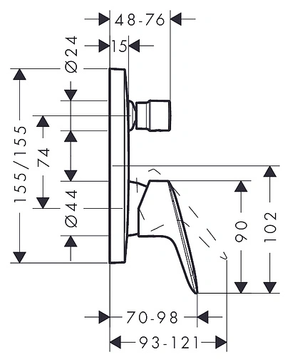Смеситель для ванны скрытого монтажа Hansgrohe Logis хром 71405000 Смеситель для ванны скрытого монтажа Hansgrohe Logis хром 71405000