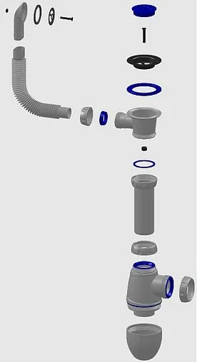 Сифон бутылочный для мойки с переливом Unicorn B421 Сифон бутылочный для мойки с переливом Unicorn B421