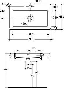 Раковина Kerasan Ego 70 белый 325001*1, 2