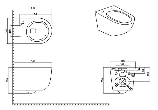 Унитаз подвесной безободковый Bravat Gina белый C21172UW-ENG